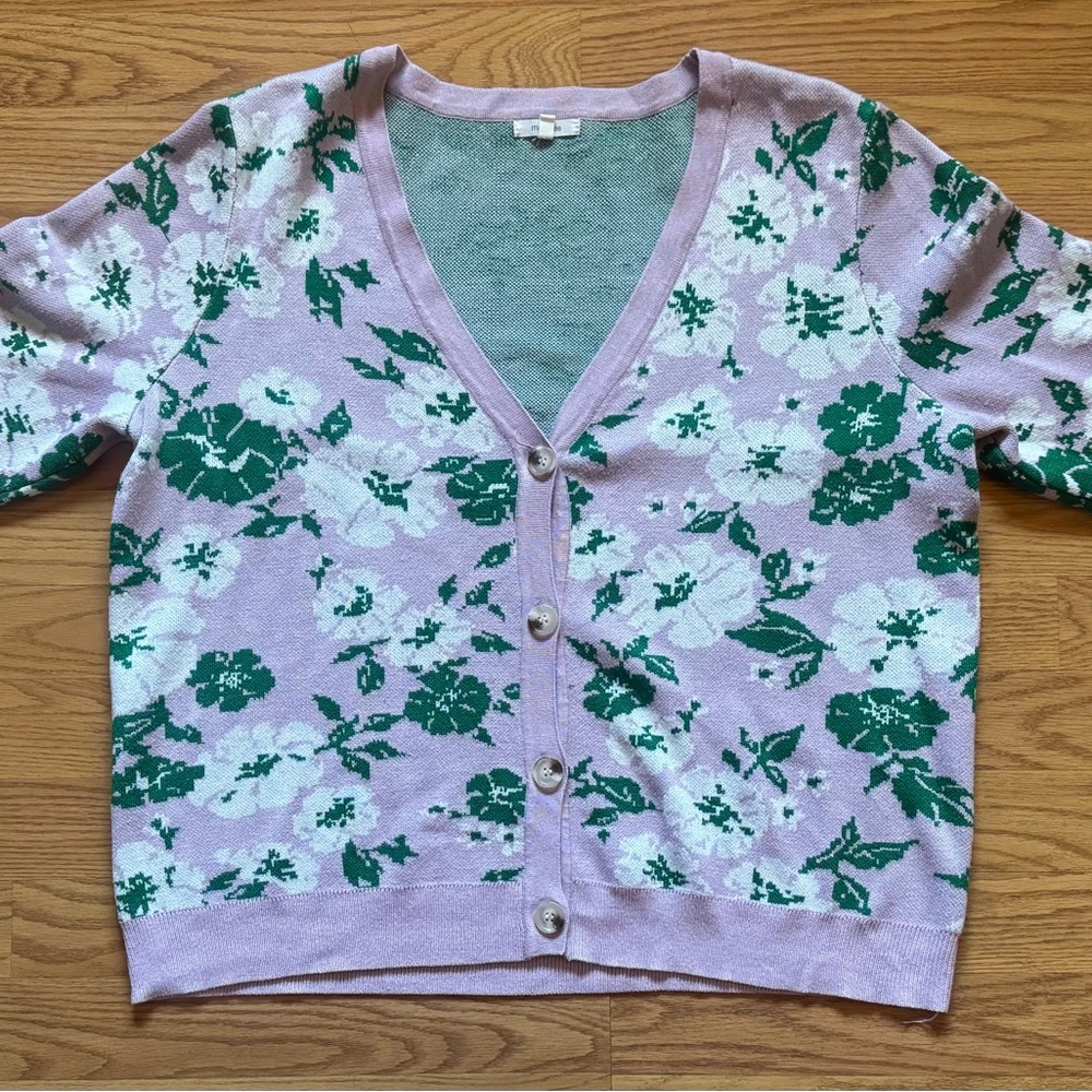 Floral Lavender Cardigan Sweater